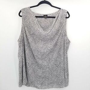 Worthington cheetah print sleeveless blouse womens plus 2x cowl neck black white